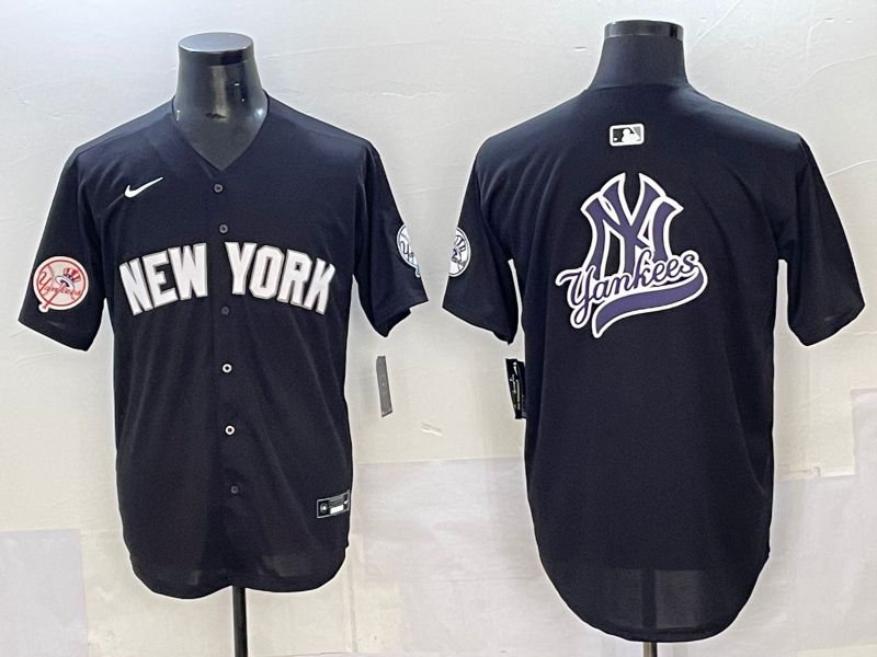 Men 2025 New York Yankees Blank Black Nike MLB Jersey style 0022
